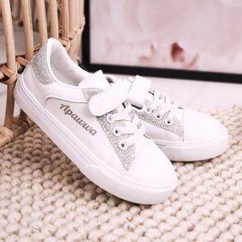 Apawwa Dětské tenisky s brokátovou bílou a stříbrnou Camilou bílý 2