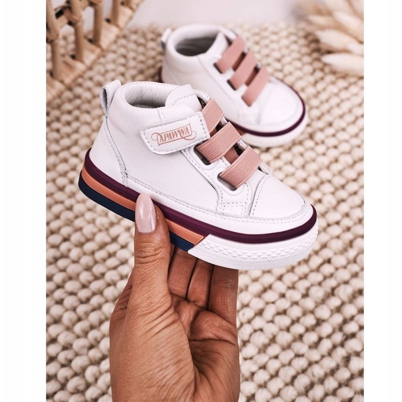 Apawwa Dětské vysoké tenisky bílé a růžové Baxter ['bílá', 'růžová'] bílý 2