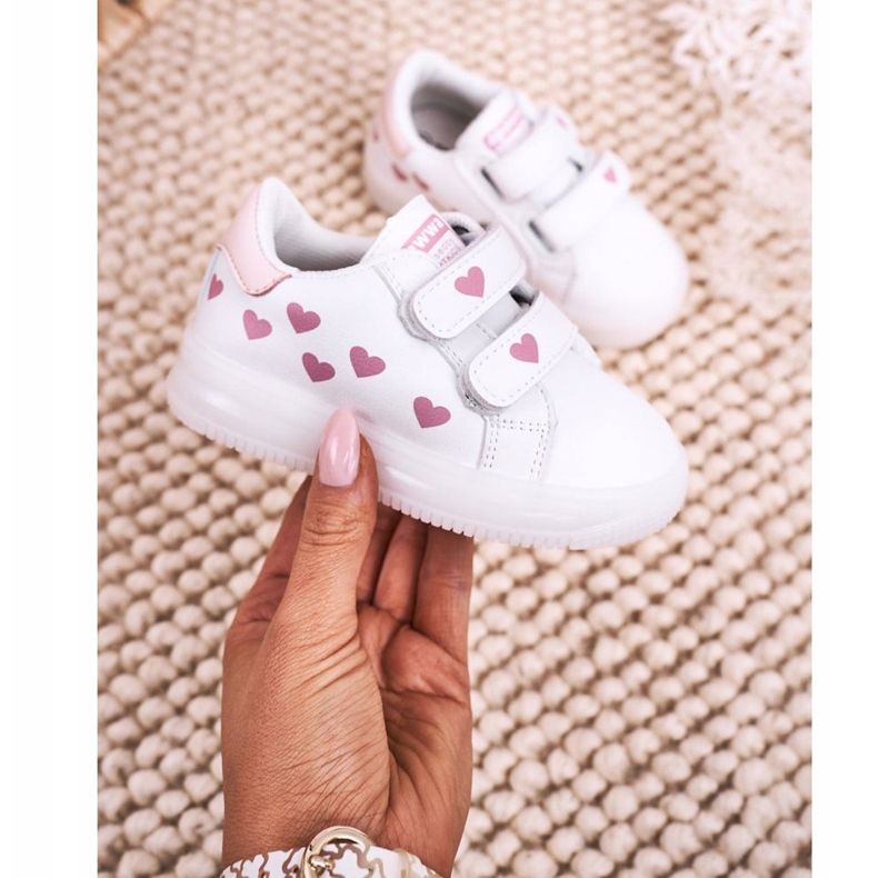 Apawwa Dětské sportovní boty s osvětlenou podrážkou s bílo-růžovým boomerem bílý 2