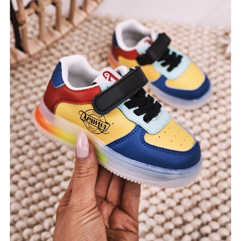 Apawwa Dětská sportovní obuv s vícebarevnou koloběžkou LED modrý žlutá 2 Apawwa Dětská sportovní obuv s vícebarevnou koloběžkou LED modrý žlutá 2