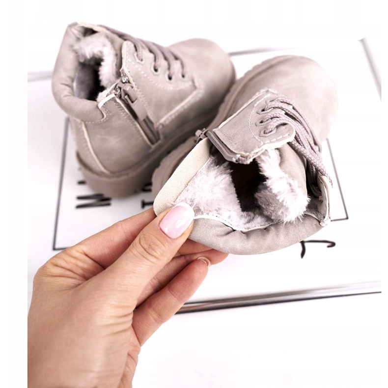 FRROCK Dětské teplé trapperové boty Grey Dexter šedá 2