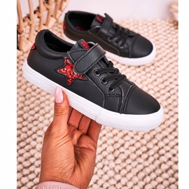 Dětské kožené tenisky s hvězdou Big Star DD374105 černé černá černá 1