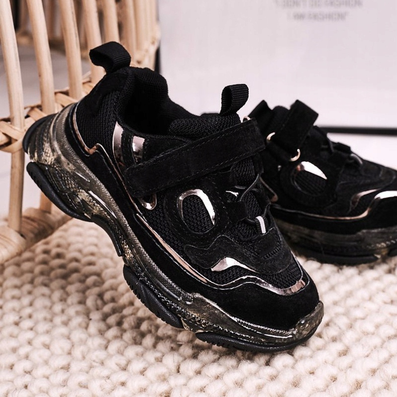 Apawwa Dětské sportovní boty Tenisky s průhlednou podrážkou Black Bailey černá 1