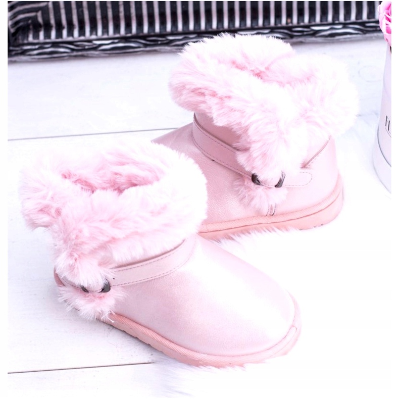 BUGO Teplé dětské sněhule s kožešinovým růžovým želé 3