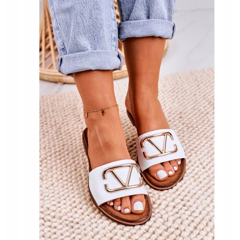 Nicole Dámské klasické kožené pantofle bílé Evie bílý 1