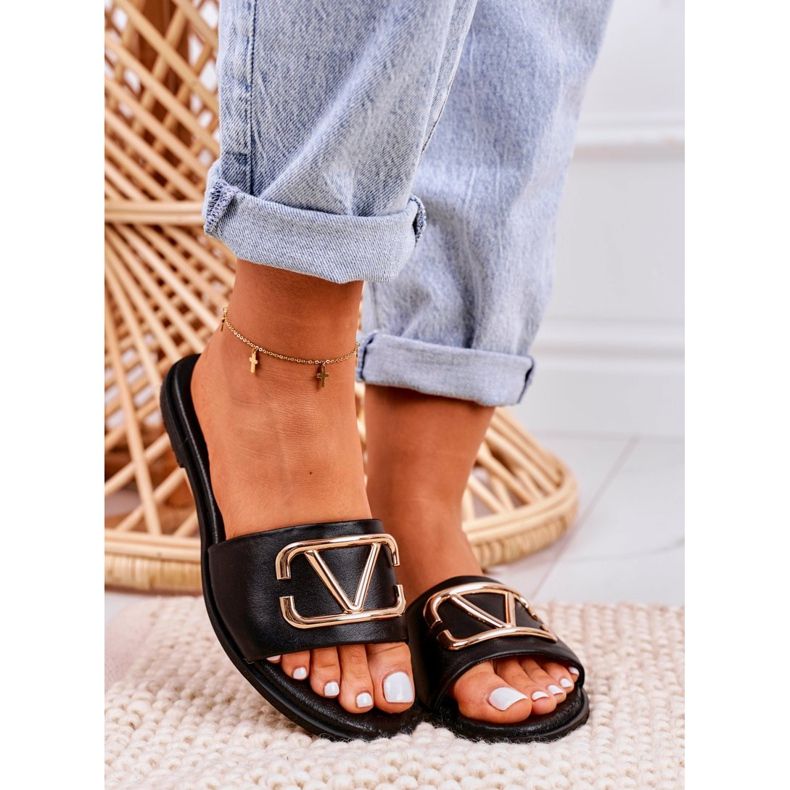 Nicole Dámské klasické kožené pantofle černé Evie černá 2