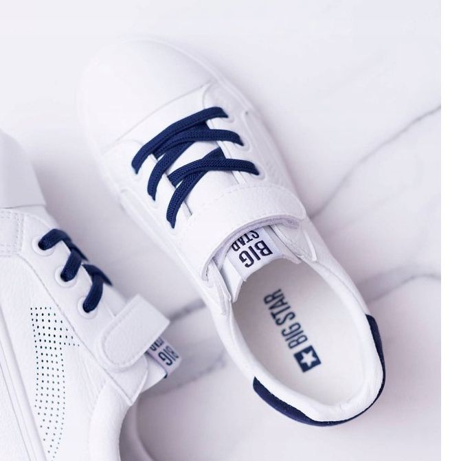 Dětské tenisky se suchým zipem Big Star DD374107 White-Navy Blue bílý námořnická modř 2