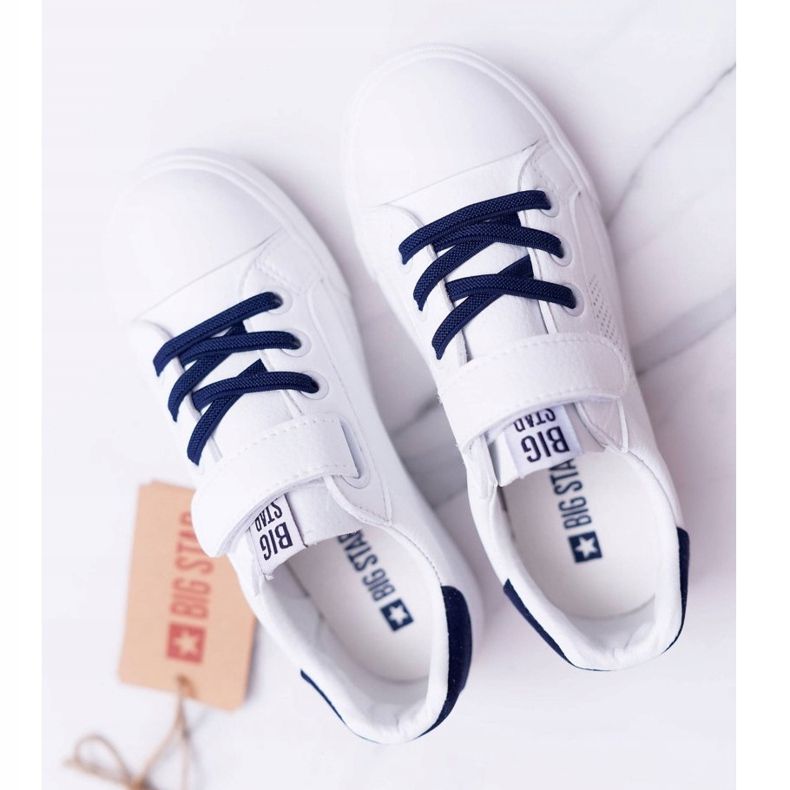 Dětské tenisky se suchým zipem Big Star DD374107 White-Navy Blue bílý námořnická modř 1