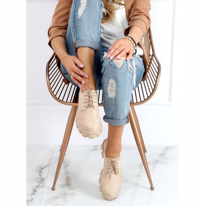 Mokasíny NC1120 béžové s vysokou podrážkou béžový 2