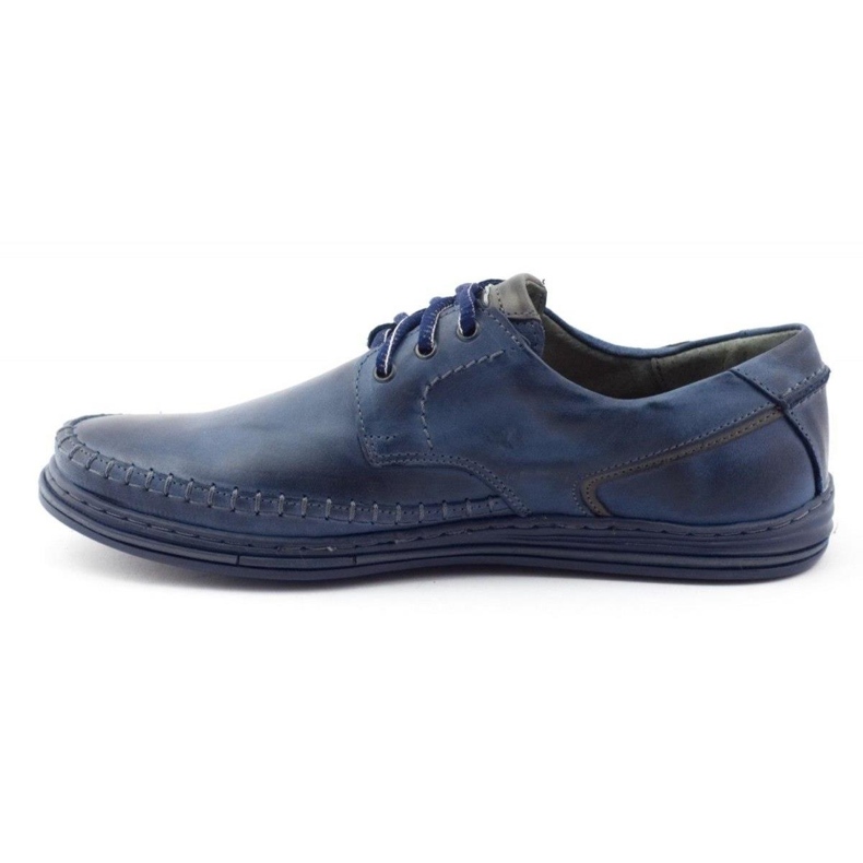 Polbut Kožené pánské boty J44PŁ Navy blue námořnická modř 1