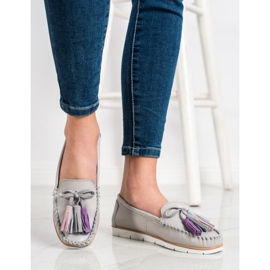 Evento Kožené mokasíny s třásněmi béžový 2