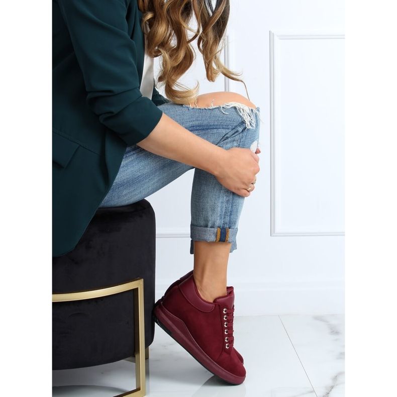 Tenisky na skrytém klínovém podpatku M329 Wine Red červený 2