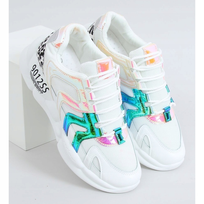 Bílé sportovní boty B0-233 žluté bílý vícebarevný 1