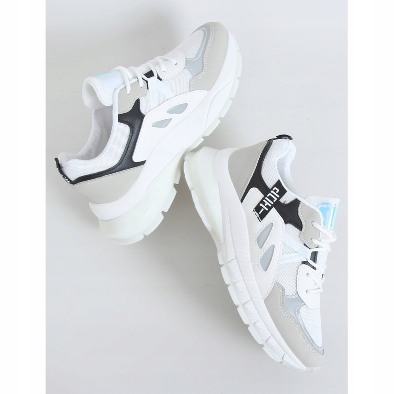 Bílé dámské sportovní boty B0-553 BÍLÁ / ČERNÁ bílý vícebarevný 1