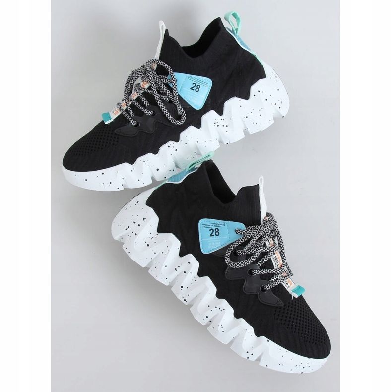 Černá NB387 Černá sportovní obuv na vysoké podrážce 1