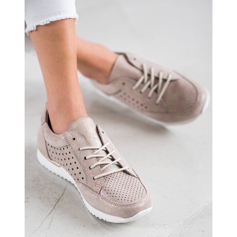 Kylie Prolamované kožené boty béžový zlatý 1