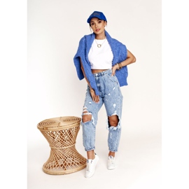 Dámské kožené tenisky Big Star BB274211 bílé a tmavě modré bílý 1