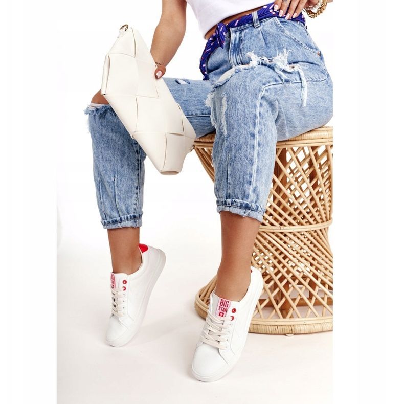 Dámské kožené tenisky Big Star BB274210 bílé a červené bílý 1