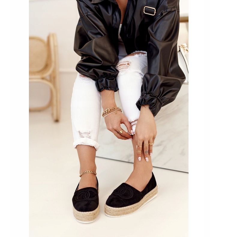 PS1 Dámské espadrilky na slaměné platformě černé Febi černá 1 PS1 Dámské espadrilky na slaměné platformě černé Febi černá 1