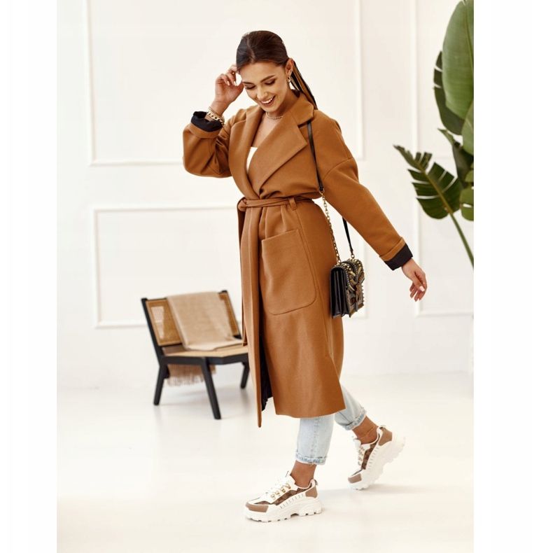 Dámské tenisky na masivním jediném bílém snílku béžový bílý hnědý zlatý 2