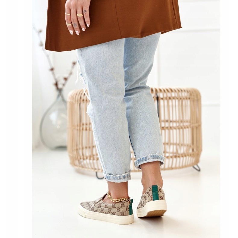 Dámské nazouvací tenisky s nazouváním Khaki Challenge béžový hnědý 2 Dámské nazouvací tenisky s nazouváním Khaki Challenge béžový hnědý 2