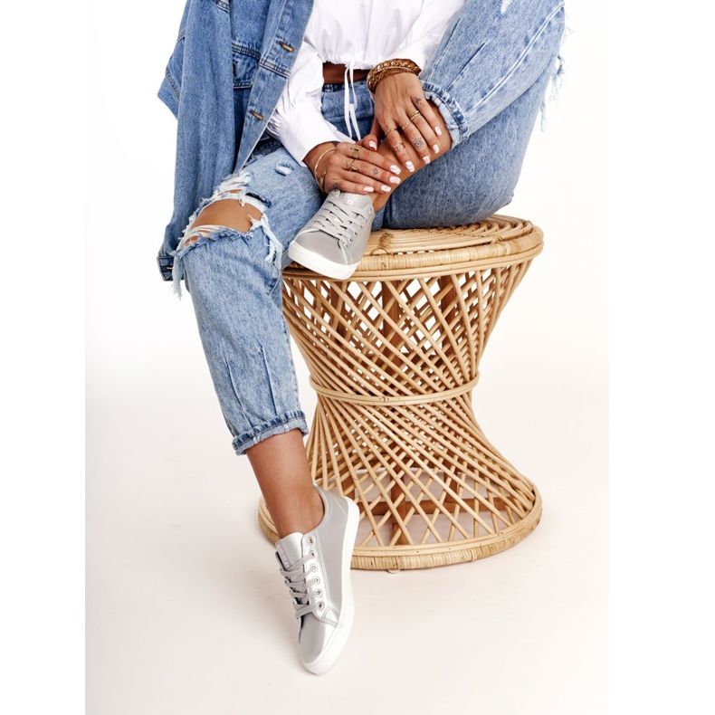 Dámské kožené tenisky Big Star HH274143 Silver stříbrný 1