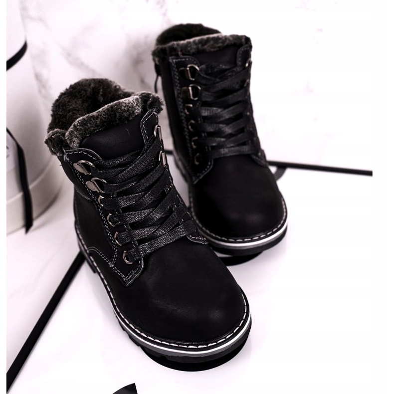 Dětské lapače zateplené kožešinou Black Luke černá 2