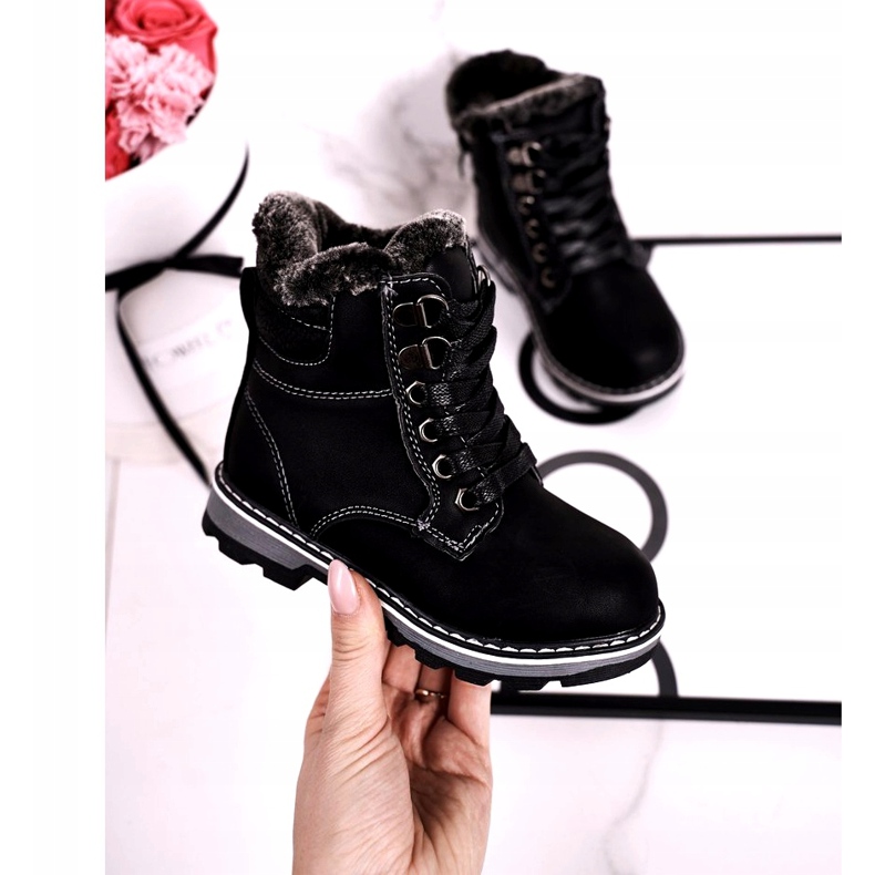 Dětské lapače zateplené kožešinou Black Luke černá 3