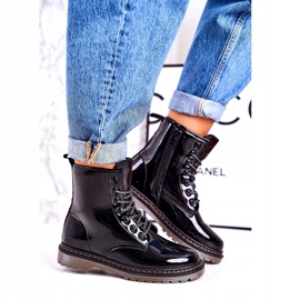 Dámské teplé boty lakované boty Black Thunder černý 3