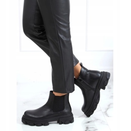 Černé boty Chelsea na vysoké podrážce černé 888-52 černé černá 2