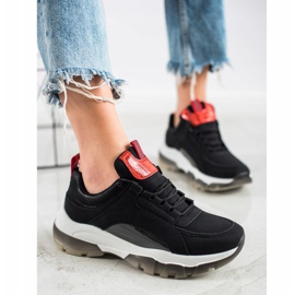 SHELOVET Černé tenisky z eko kůže černá 2