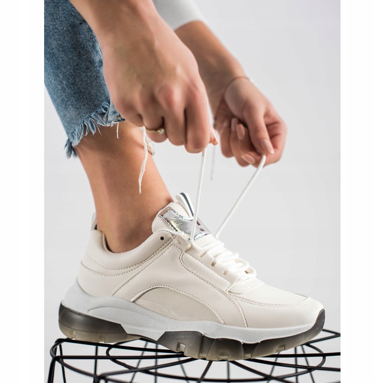 SHELOVET Bílé tenisky z eko kůže bílý 2