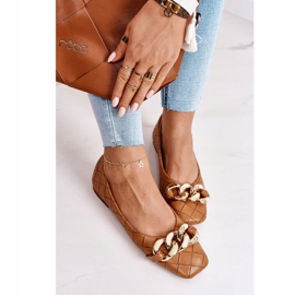 PS1 Elegantní prošívané balerínky s velbloudím kokosovým řetězem hnědý 2