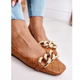 PS1 Elegantní prošívané balerínky s velbloudím kokosovým řetězem hnědý 1