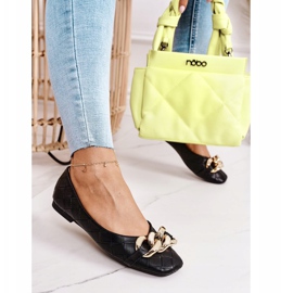 PS1 Elegantní černé prošívané balerínky Coco s řetízkem černá 2