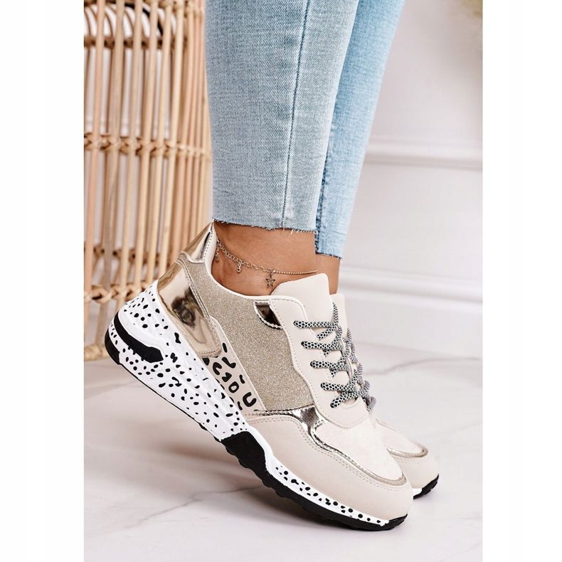 PS1 Dámské klínové tenisky Gold Avery béžový 2