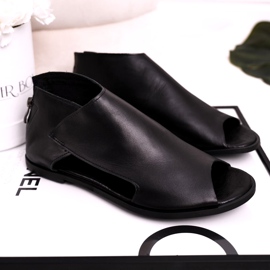 Nicole Dámské ploché kožené sandály černé Natalie černá 1