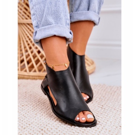 Nicole Dámské ploché kožené sandály černé Natalie černá 3