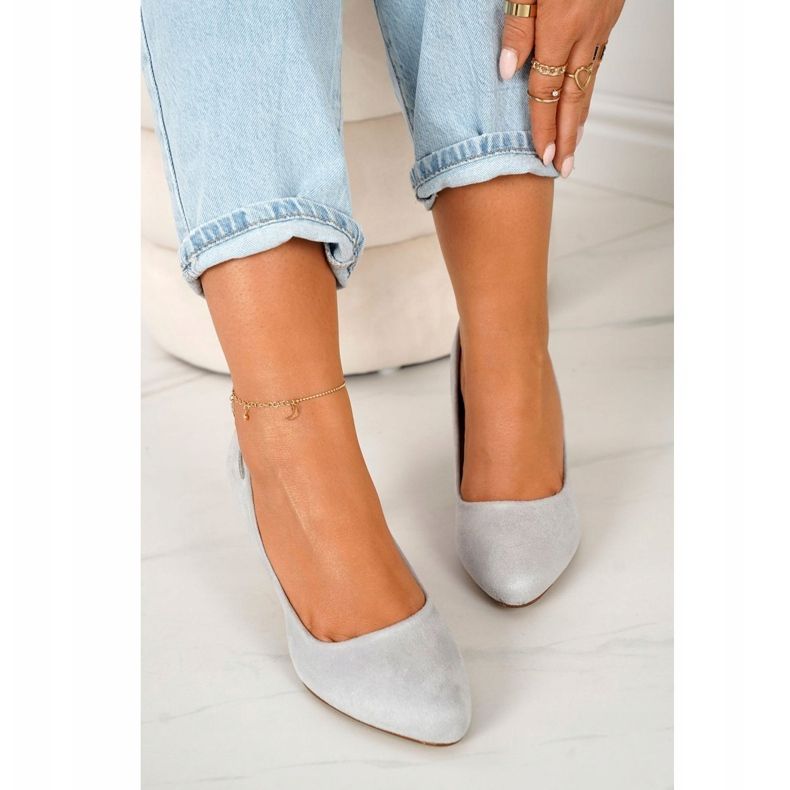 PJ1 Klasické lodičky na semišové šedé Eleanor šedá 1