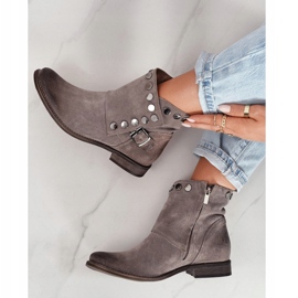 Exquisite Dámské semišové boty se sponou, vynikající cappuccino 1198 hnědý 1