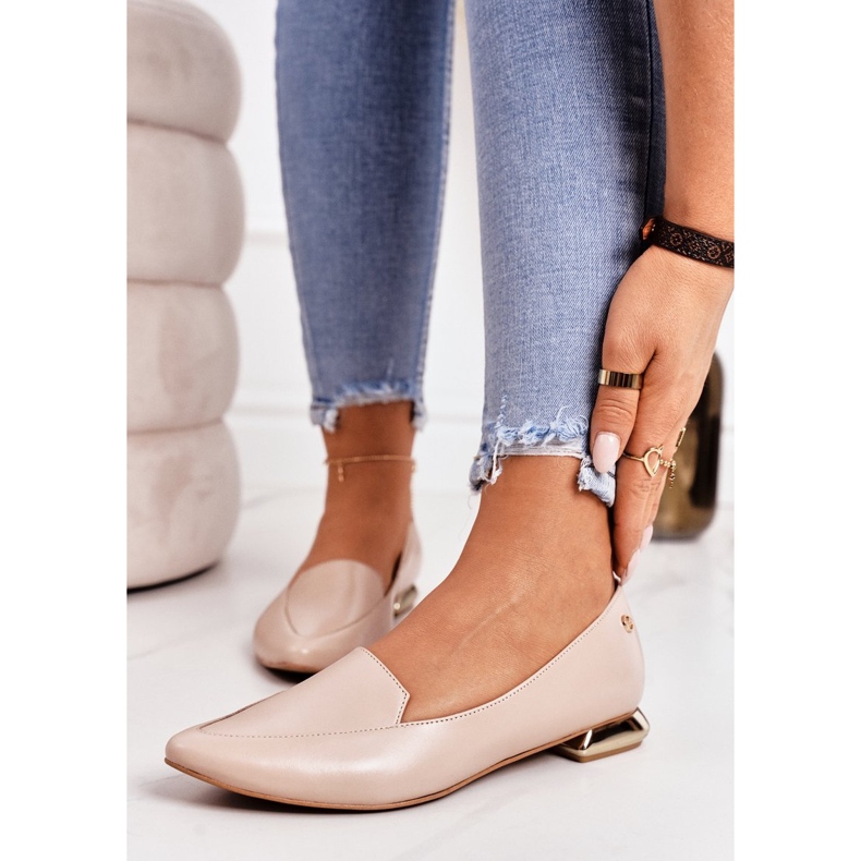 Dámské mokasíny na zlatých podpatcích Laura Messi 2013 béžová béžový 1