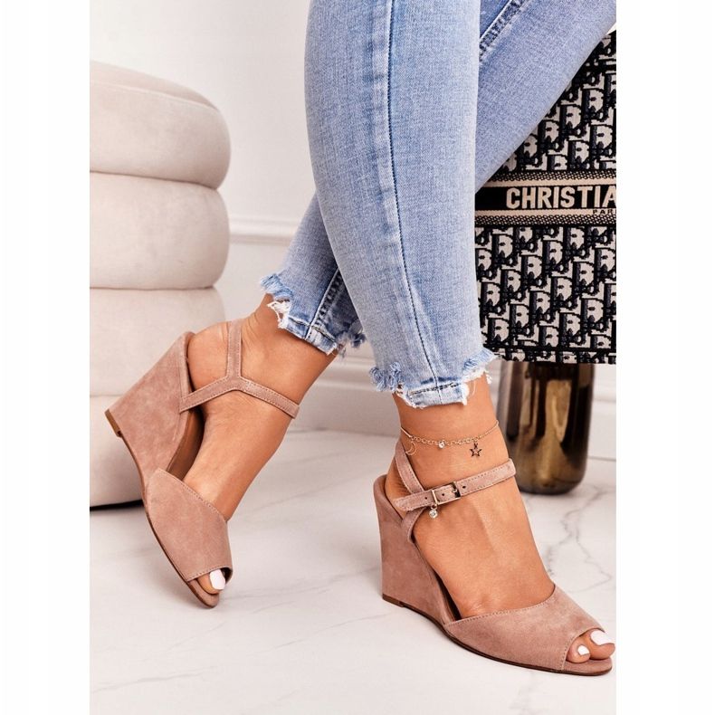 Sandály na klínku Laura Messi 2253 Powder Pink růžový 2