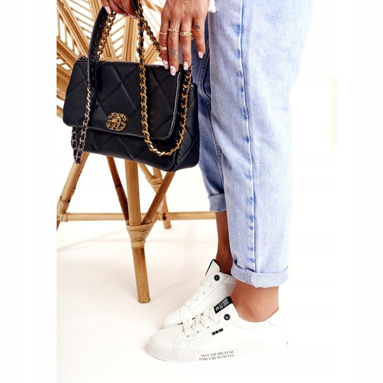 Dámské kožené tenisky s nápisem Big Star EE274316 White bílý černá 2