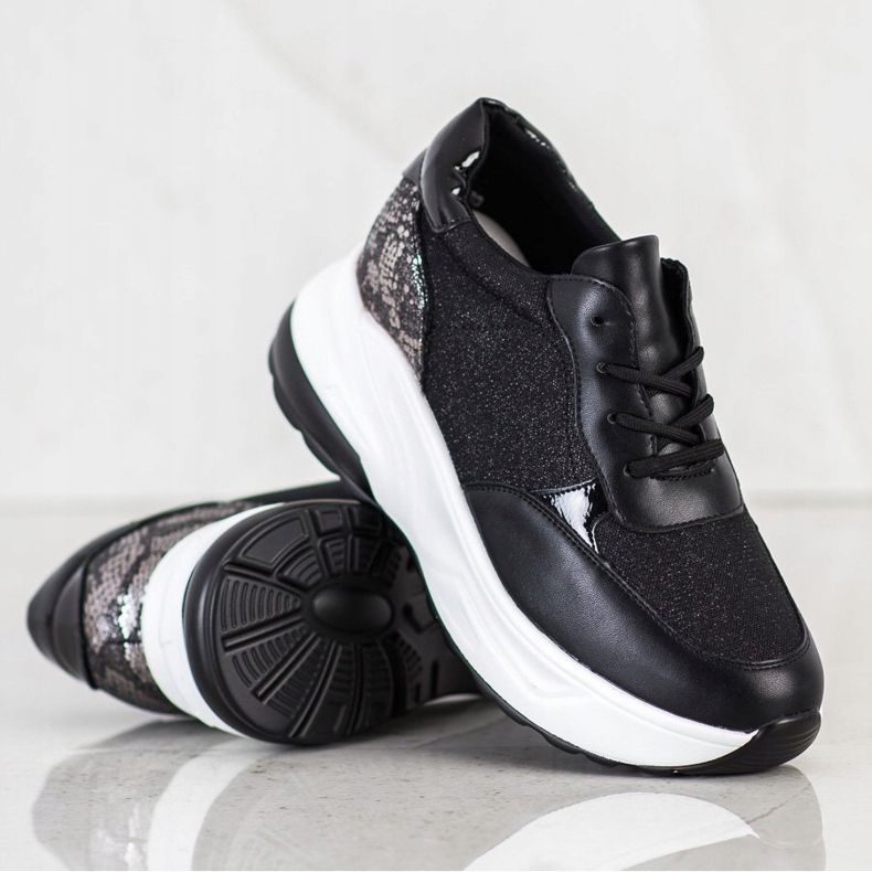Bestelle Černé tenisky s třpytkami černá stříbrný 1