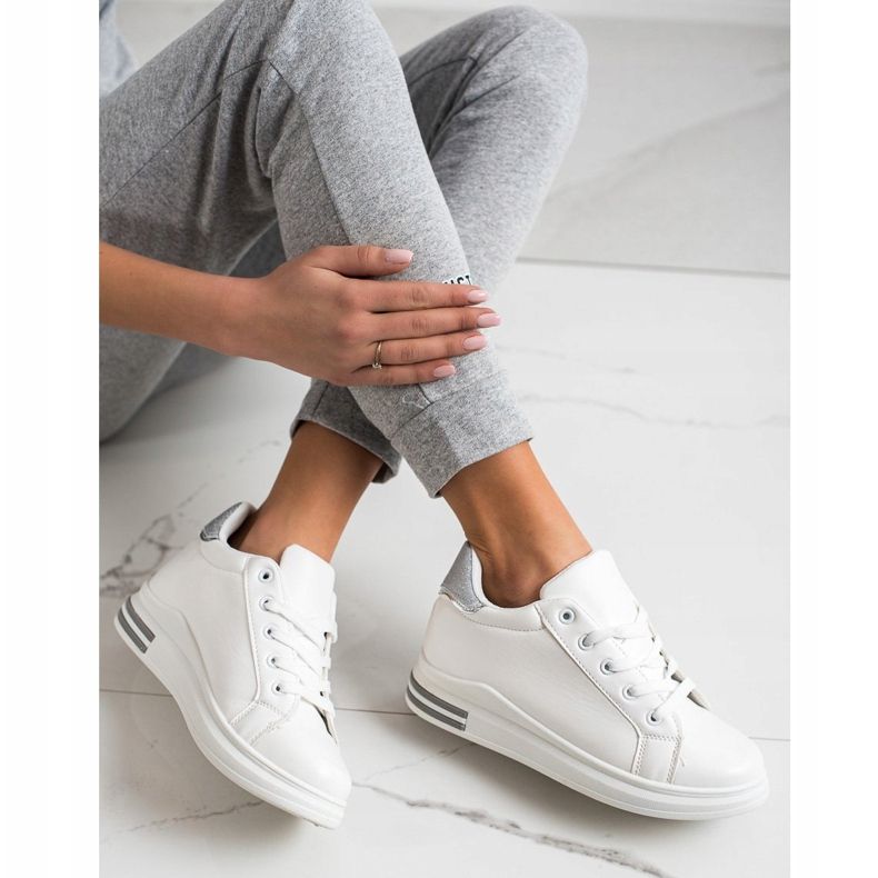 Diamantique Klínové tenisky s třpytkami bílý stříbrný 2