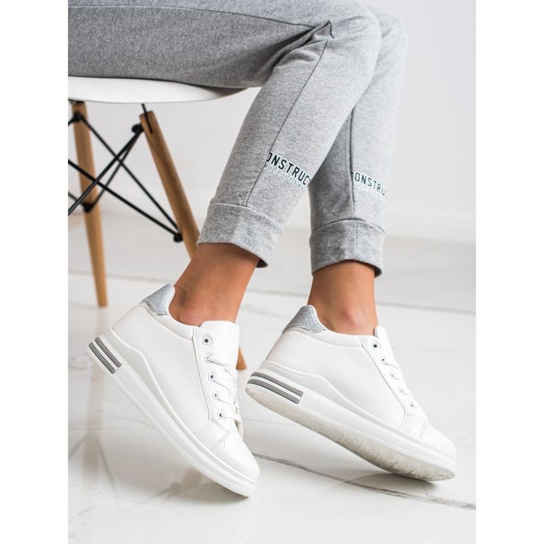 Diamantique Klínové tenisky s třpytkami bílý stříbrný 1