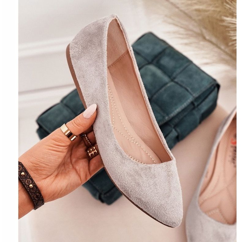 PS1 Šedé dámské balerínky semišové Dermeno šedá 1