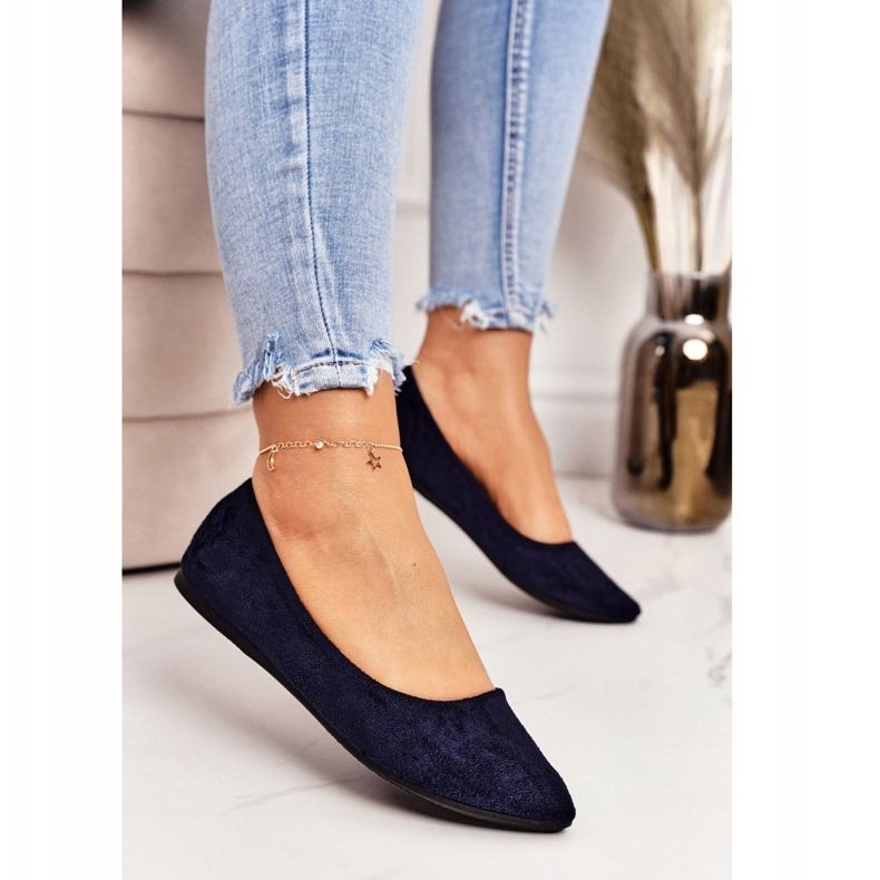 PS1 Delikátní baletka v Spitz Navy Blue Suede Dermeno námořnická modř 1