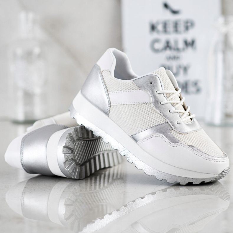 Bestelle Tenisky s třpytivou platformou bílý stříbrný 1