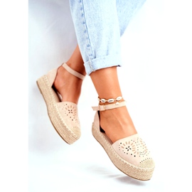 SEA Dámské espadrilky na béžové palermské lněné platformě béžový 1